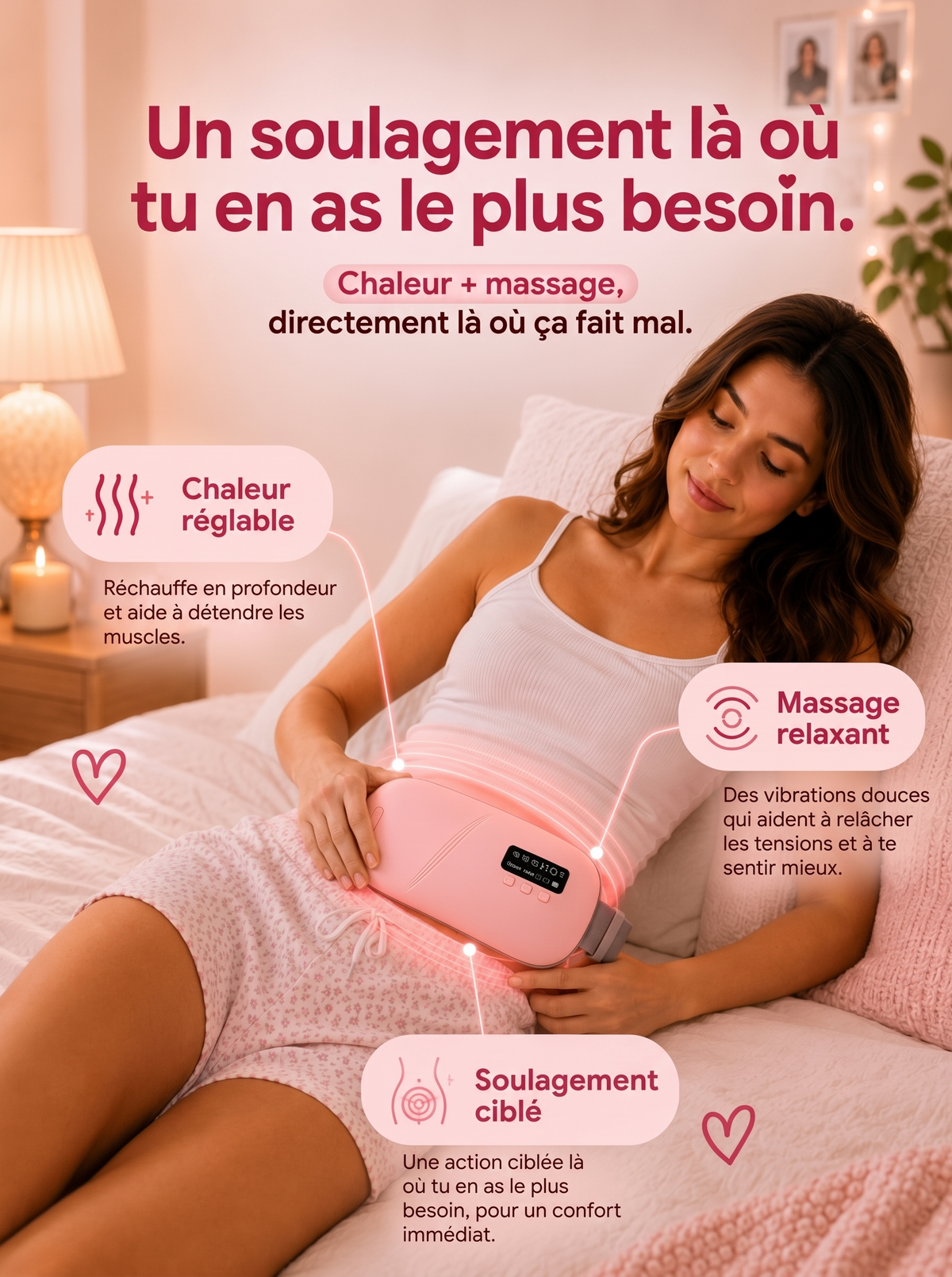 Chaleur + massage directement là où ça fait mal